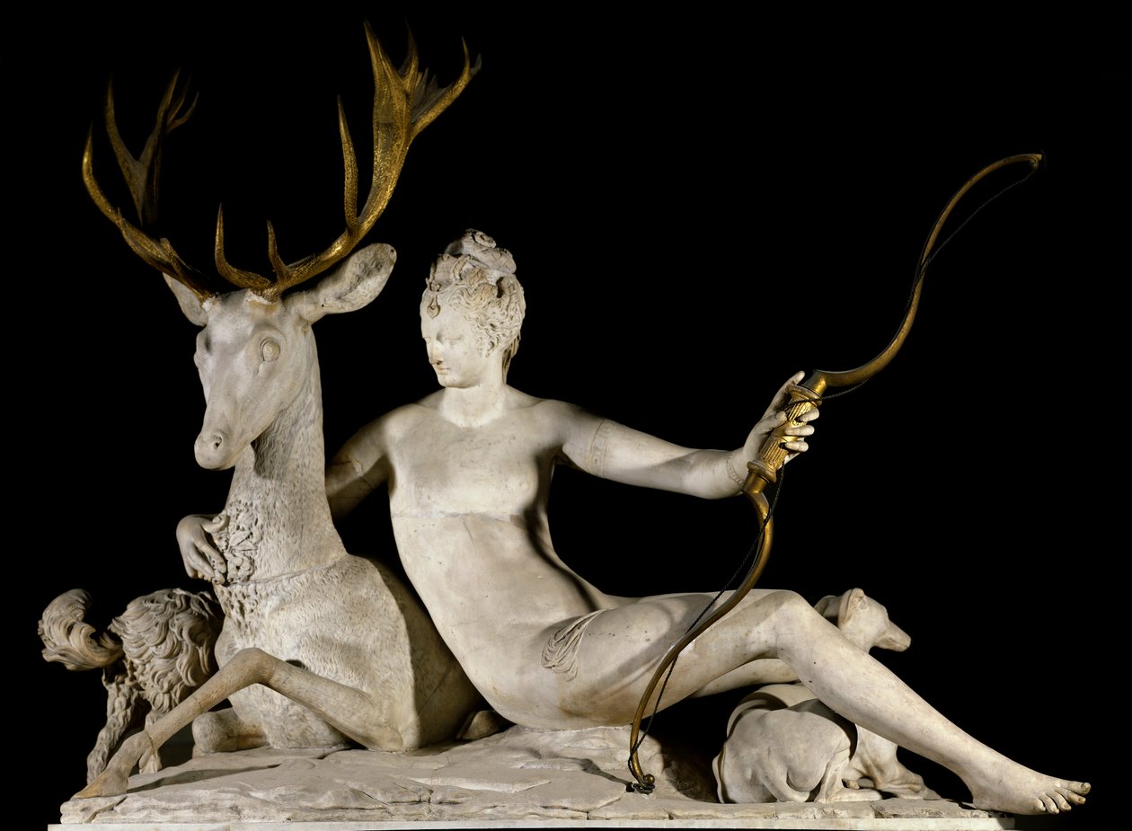 Diane avcısı ve geyik Model, Valentinois Düşesi Diane de Poitiers (1499-1566) idi ve Anet kalesinin çeşmesi için planlandı. Jean Goujon (1510-1565) tarafından heykel 16. yüzyıl. Paris, Louvre Müzesi by Jean Goujon