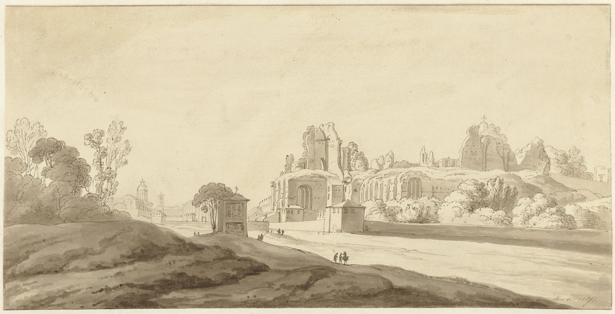 Roma'daki Palatine Tepesi'ndeki saray kalıntılarının görünümü by Jean Grandjean (attributed to)