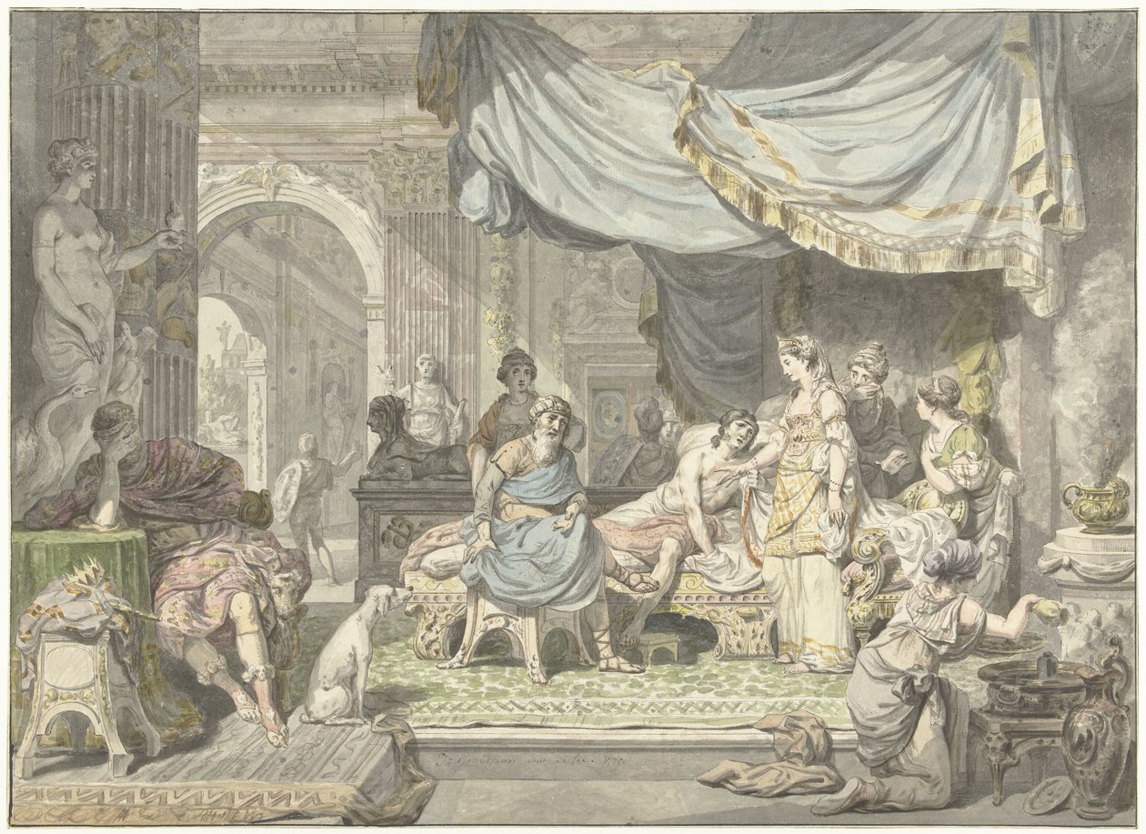 Antiochus, annesi Stratonike'ye olan aşkını saklamaya çalışır. by Jean Grandjean