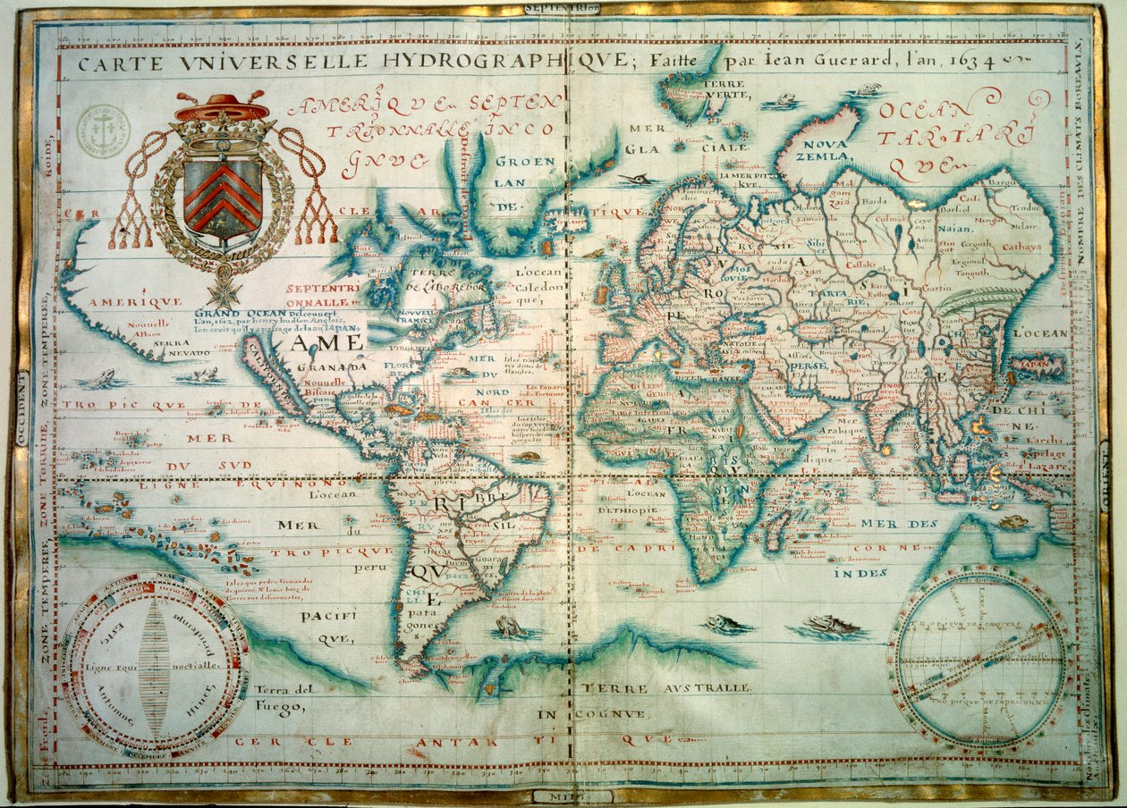 Evrensel hidrografik harita. Fransız coğrafyacı Jean Guerard'ın el yazması. 1734. paris, BN by Jean Guerard