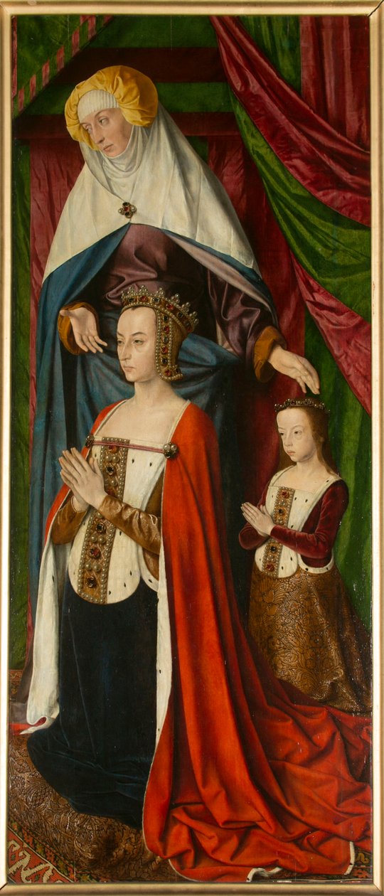 Anne de Beaujeu ve kızı Suzanne, Sainte Anne ile birlikte, detay. Moulins ustasının üçlüsü by Jean Hey