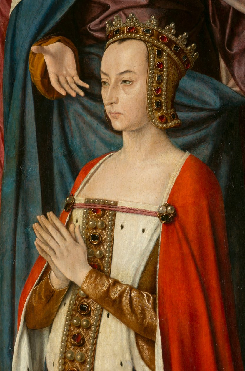 Düşes Anne de Beaujeu, detay. Moulins ustasının üçlüsü by Jean Hey