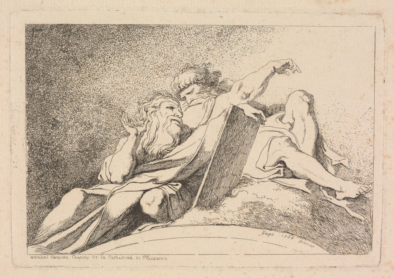 İki Peygamber by Jean Honoré Fragonard after Annibale Carracci