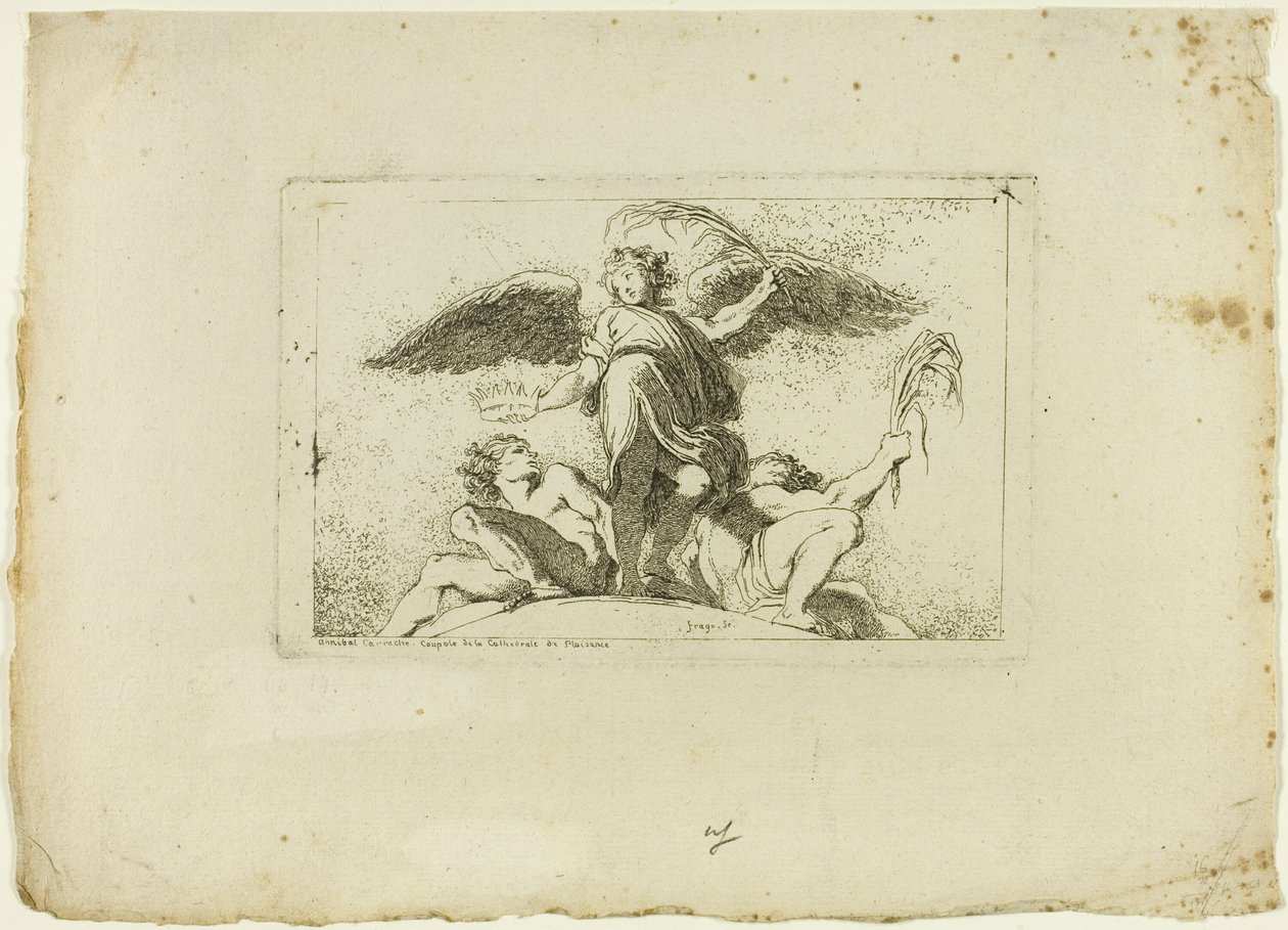 Avuç içi ve taç tutan melek by Jean Honore Fragonard