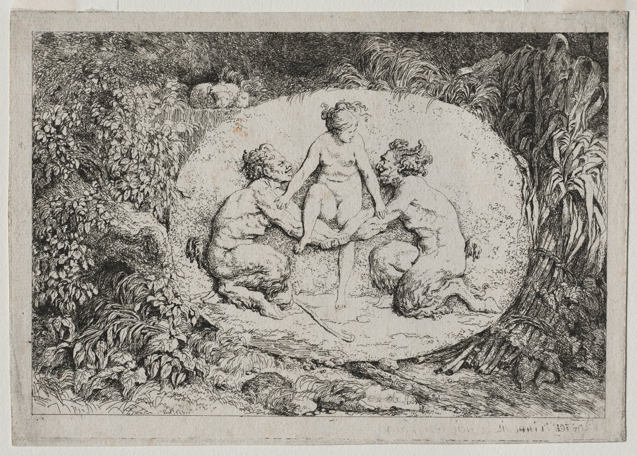 Bacchanales: İki Satyr Tarafından Desteklenen Peri by Jean Honore Fragonard