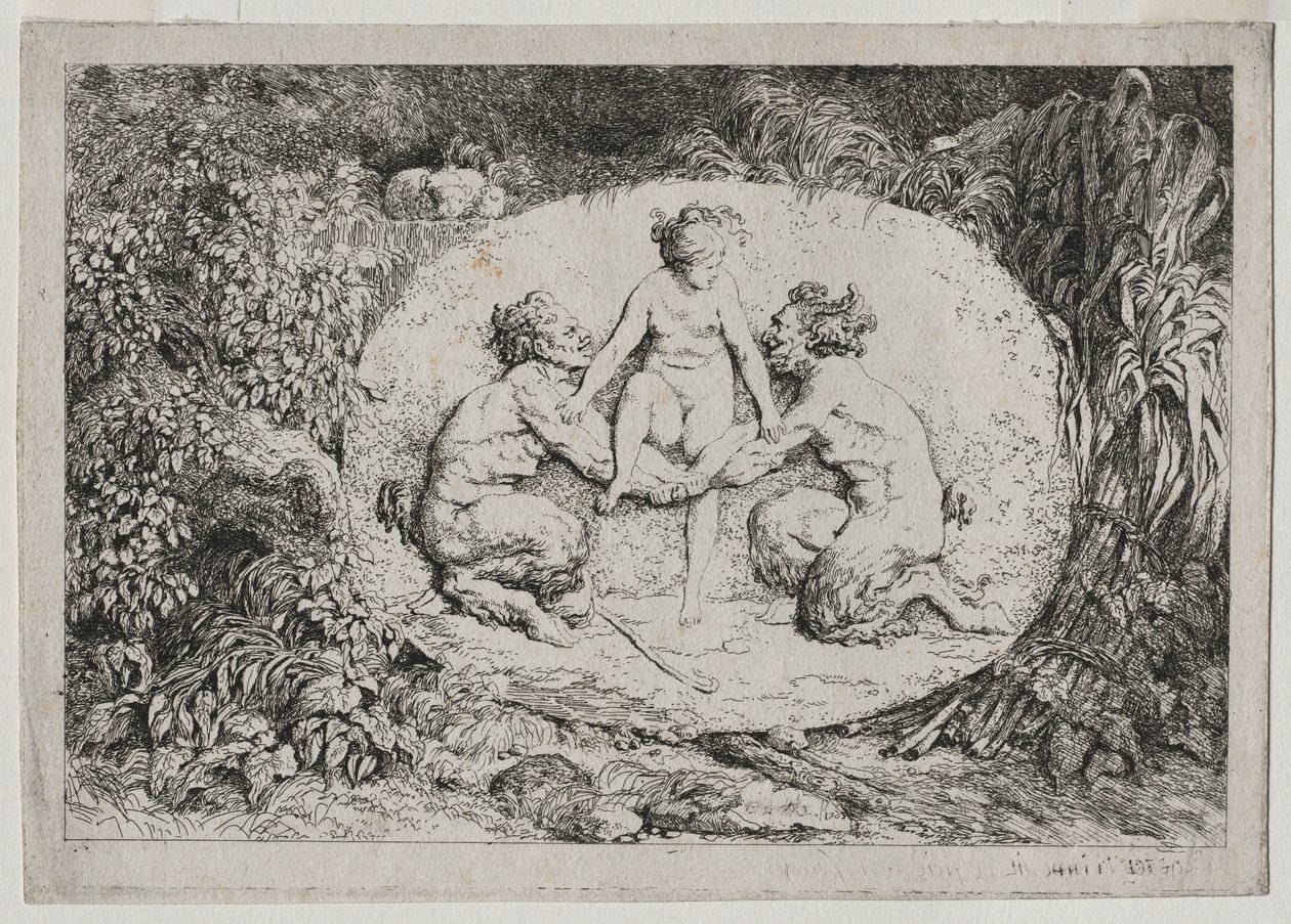 Bacchanales: İki Satyr Tarafından Desteklenen Peri, 1763. by Jean Honore Fragonard