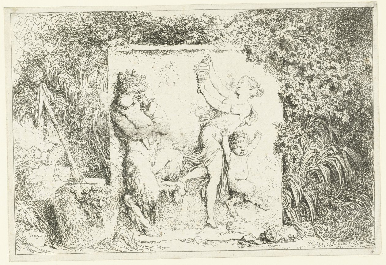 satirlerin dansı Bacchanles (dizi adı) Periler ve Satirler (dizi başlığı) by Jean Honore Fragonard