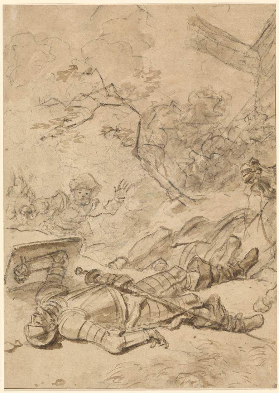 Don Kişot Yel Değirmeni Tarafından Yenildi by Jean Honore Fragonard