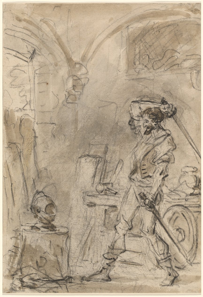 Don Kişot Miğferi Vurmak üzere by Jean Honore Fragonard
