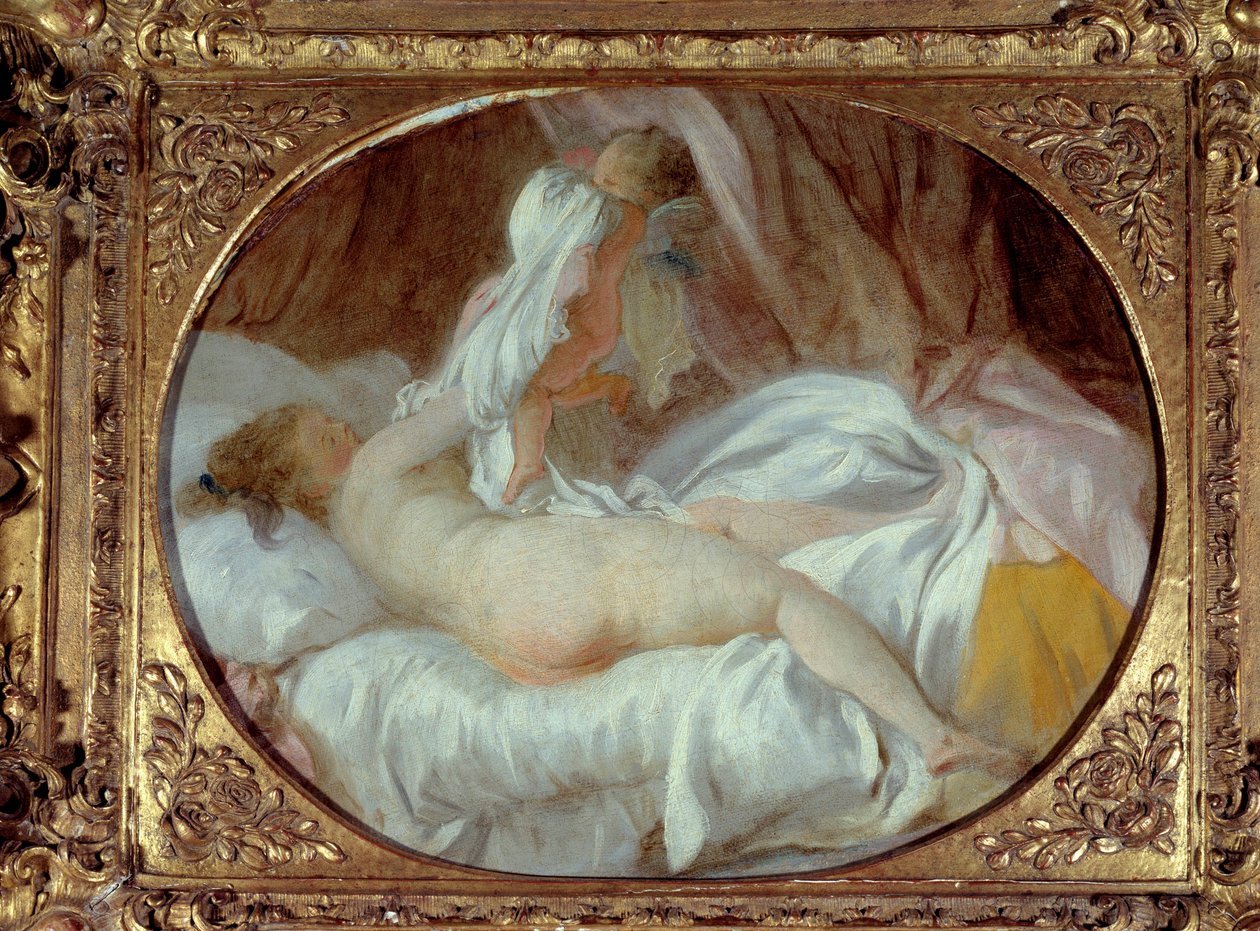 Erotica: “Gömleği çıkarıldı””” Bir Aşkın yardımıyla gömleğini çıkaran genç bir kadın. Jean-Honore Fragonard