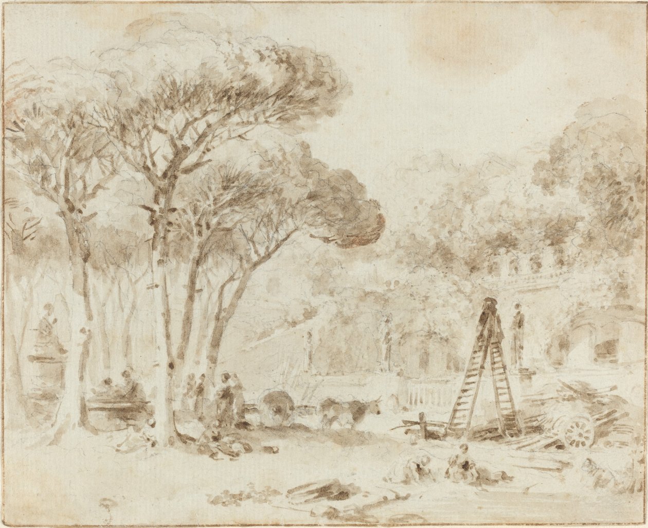Bir İtalyan Villasının Bahçeleri (Villa Medici?) by Jean Honore Fragonard