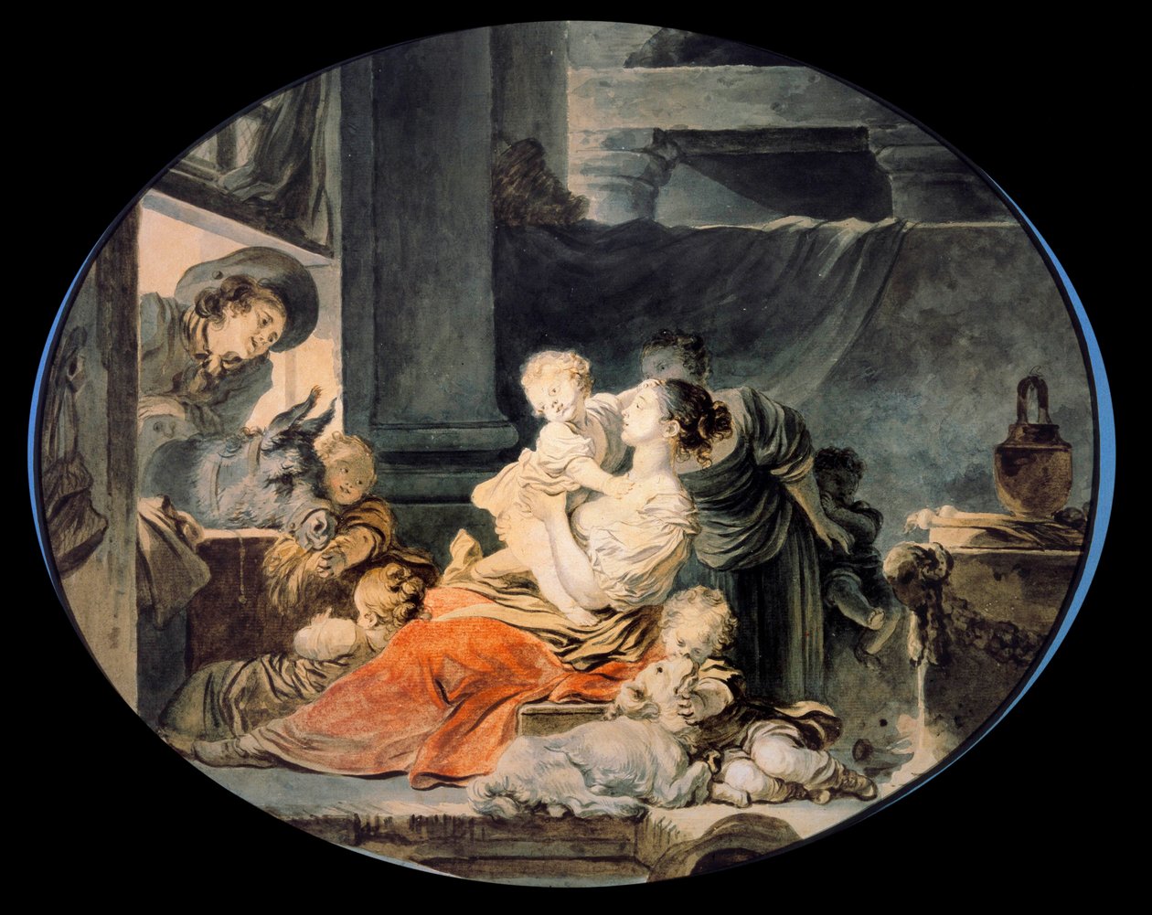 Mutlu Aile Büyük köylü ailesi. Jean Honore Fragonard (1732-1806) 18. yüzyıl Paris, Musee Cognacq Jay tarafından tablo by Jean Honore Fragonard