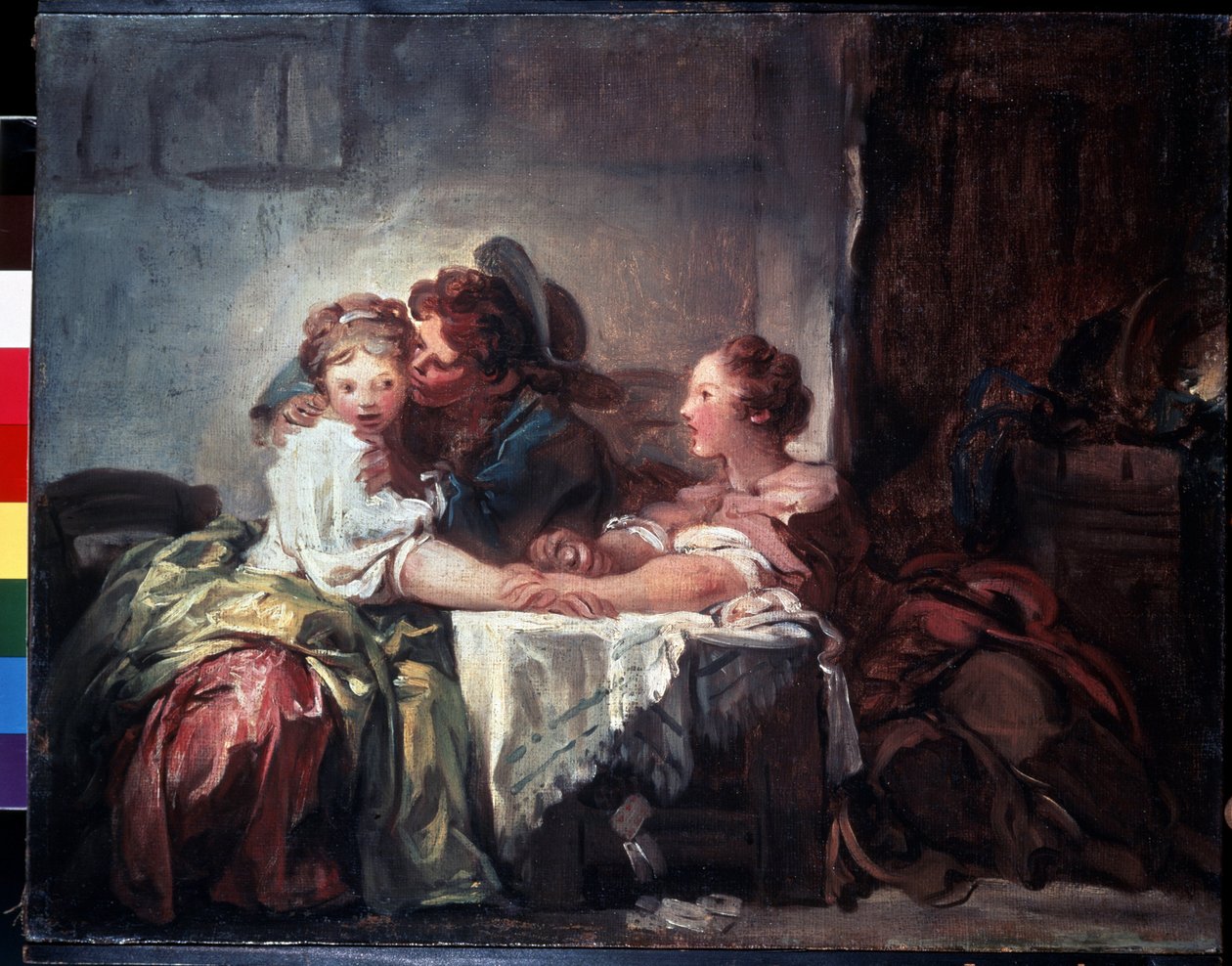 ""Kayıp Bahis veya Öpücük Kazanır"" (Yakalanan öpücük) Jean-Honore Fragonard (1732-1806) tarafından tablo. Dim. 47 x 60 cm Hermitage Müzesi, Sankt Petersburg by Jean Honore Fragonard