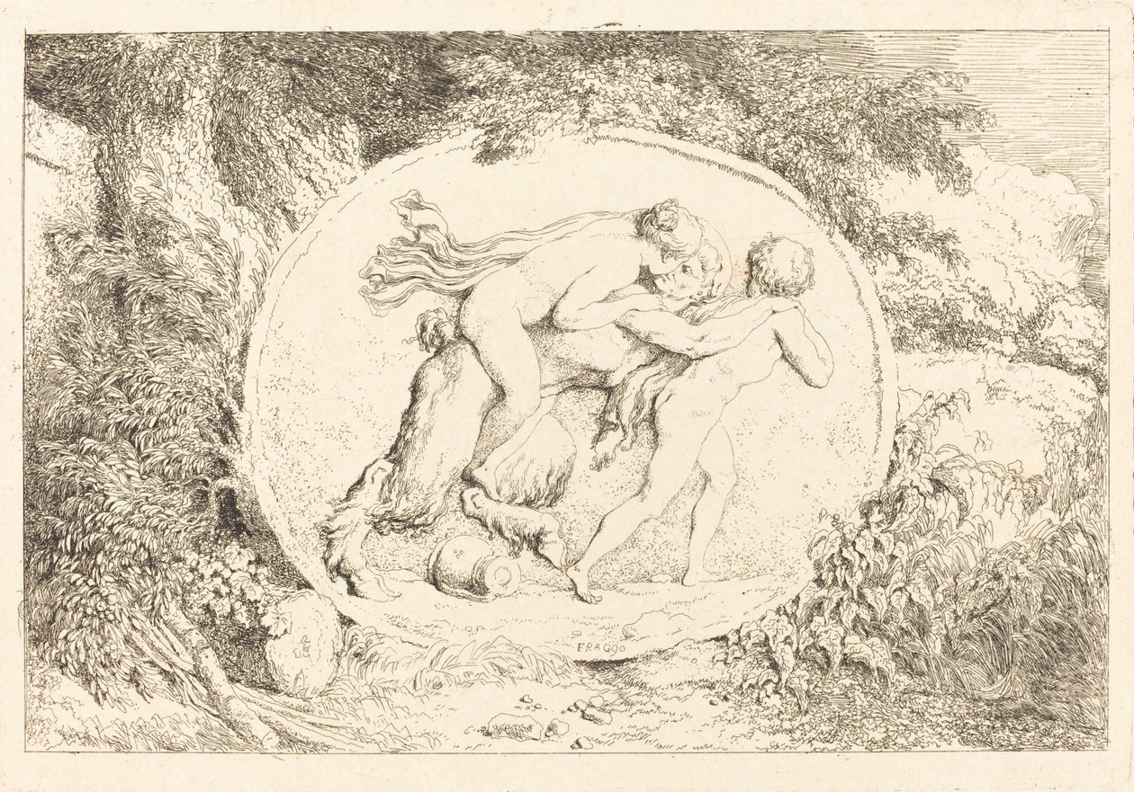 Perisi bir Satyr ata biner (Genç kız bir satir ata biner) by Jean Honore Fragonard