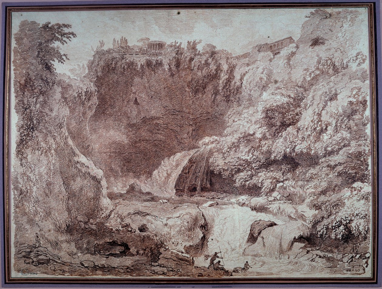 Neptün mağarası bir Tivoli Jean Honore Fragonard (1732-1806) tarafından Çizim 18. yüzyıl Besancon, Musee des Beaux Arts by Jean Honore Fragonard
