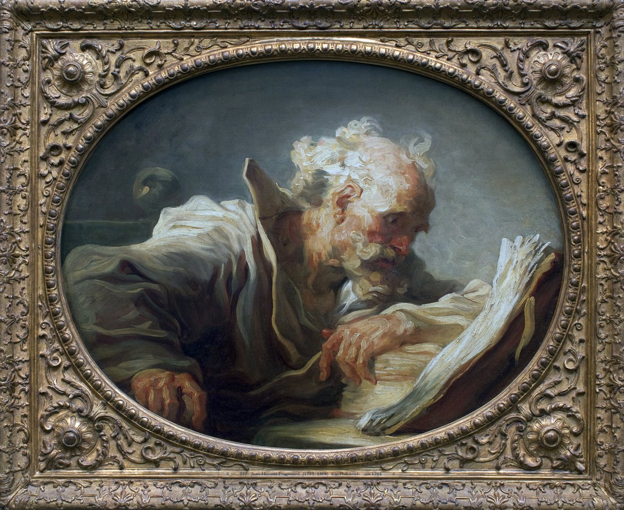 Filozof. Jean Honore Fragonard (1732-1806), tuval üzerine yağlıboya, yaklaşık 1764. Sanat francais 18. yüzyıl. Kunsthalle, Hamburg, Almanya. by Jean Honore Fragonard