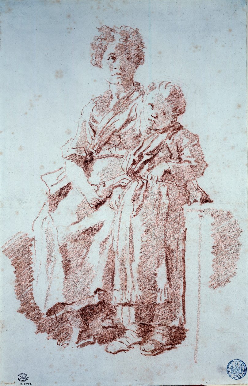 Genç Kız ve Küçük Kız Kardeşi Sanguine, Jean Honore Fragonard (1732-1806) 1774 Besancon, Musee des Beaux Arts by Jean Honore Fragonard