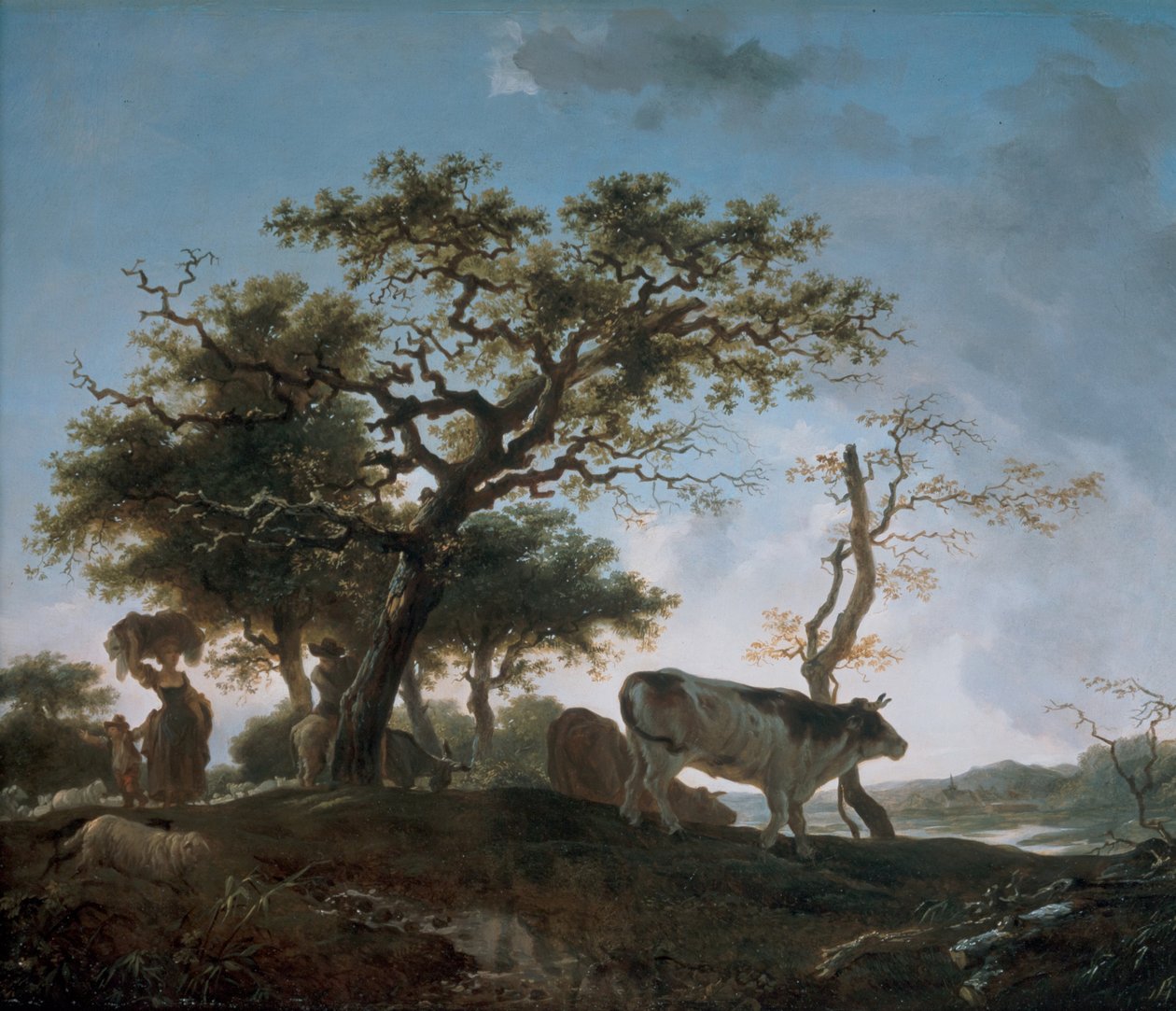 Genç Kadın Ve Sürülerini Yöneten Bir Çoban by Jean Honore Fragonard