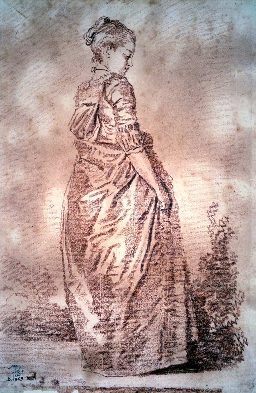 Kan Çekerek Yürüyen Genç Kadın Jean Honore Fragonard by Jean Honore Fragonard