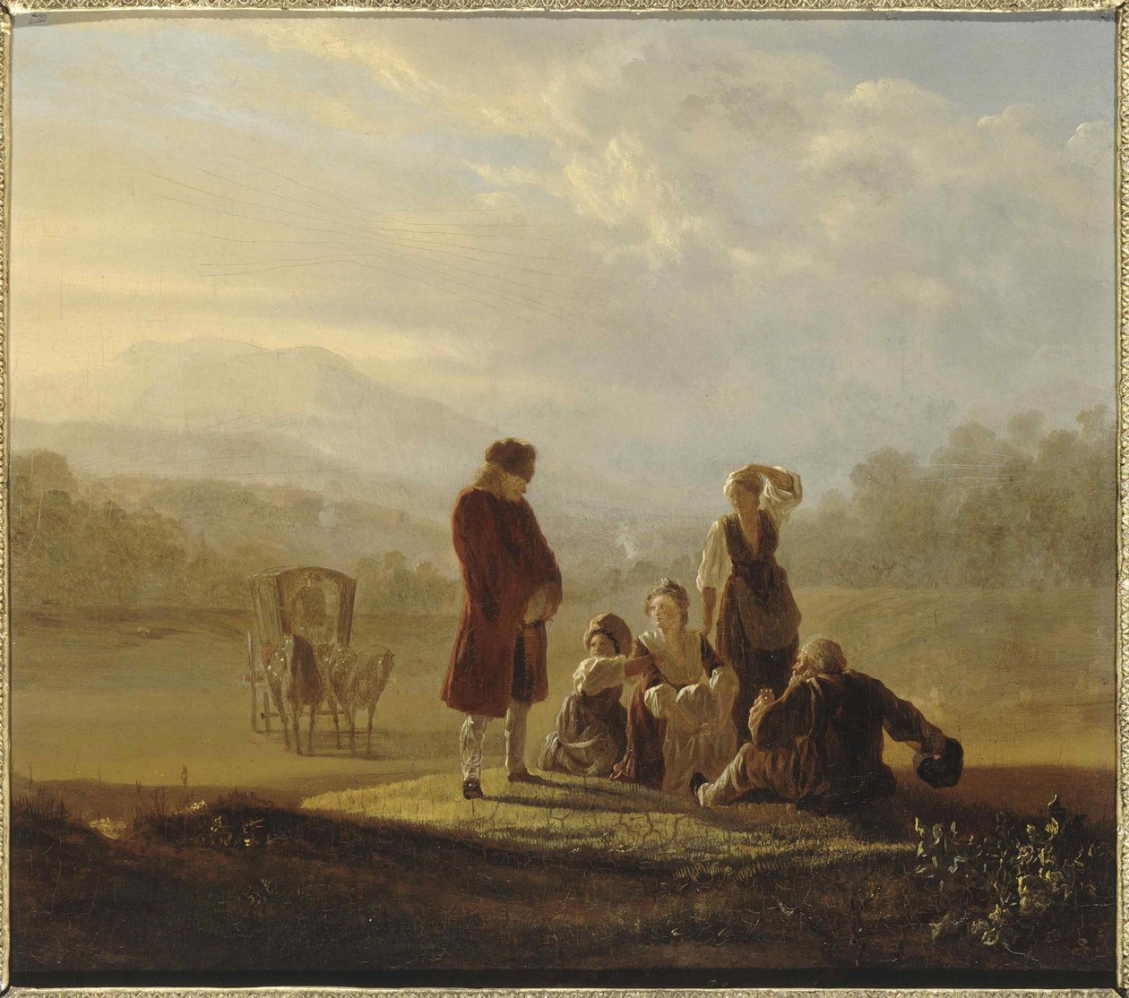 Voltaire ve Ferney köylüleri, yaklaşık 1770. by Jean Huber