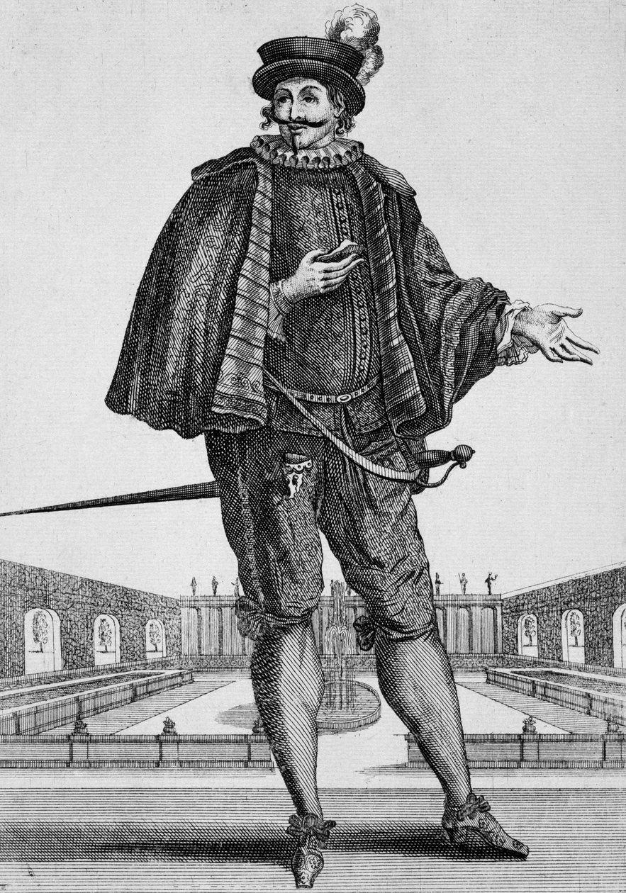 Capitan Spezzaferro, sahne kostümü, gravür Jean Berain the Elder (1637-1711), Fransa by Jean I  Berain