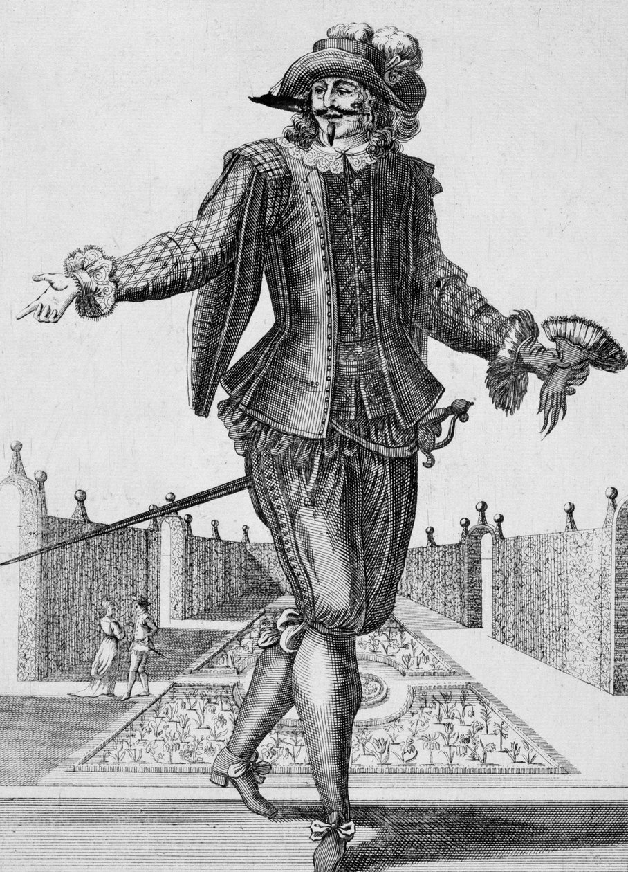 Ciddi aktör, sahne kostümü, gravür Jean Berain the Elder (1637-1711), Fransa by Jean I  Berain