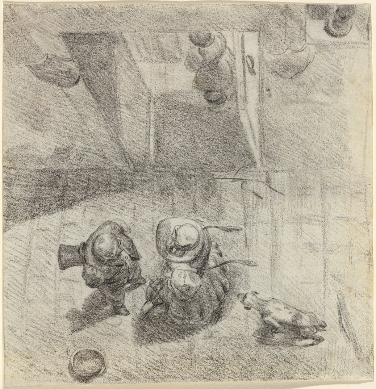 Konuşan Kadın ve Erkek Kuş Bakışı by Jean Ignace Isidore Grandville