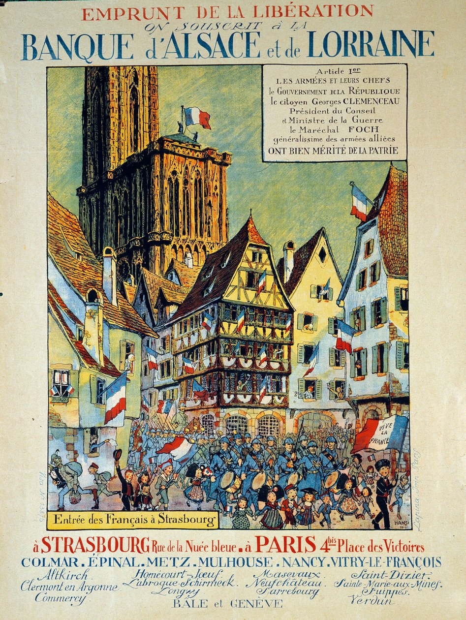 Alsace ve lorraine kıyısında kurtuluşun ödünç alınması (Alsace-Lorraine) by Jean Jacques (1873 1951) Waltz