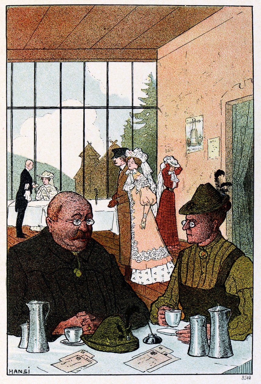 Vogesen Bilder (Vosges'in görüntüleri) ; Hotel de la Schucht'ta 'Oğlan bizim Alman olduğumuzu ne kadar tahmin etmiş olabilir' by Jean Jacques (1873 1951) Waltz