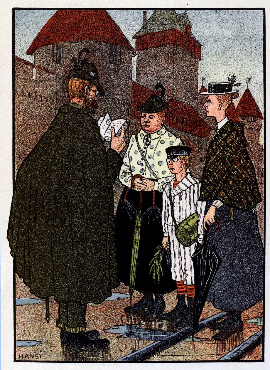 Vogesen Bilder (Vosges'in görüntüleri) ; kale ziyareti by Jean Jacques (1873 1951) Waltz