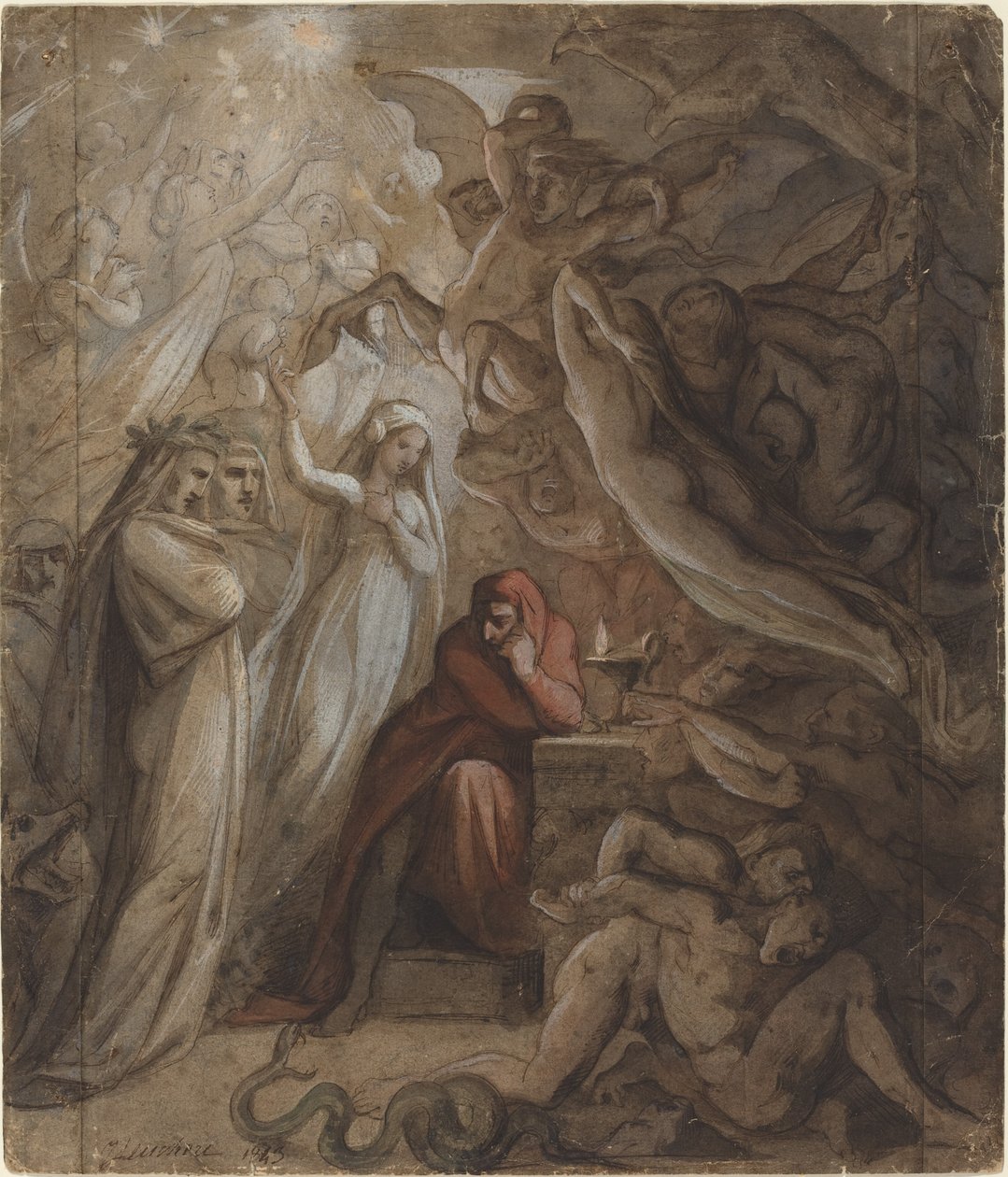 Dante "İlahi Komedya" Üzerine Meditasyon Yaparken by Jean Jacques Feuchere