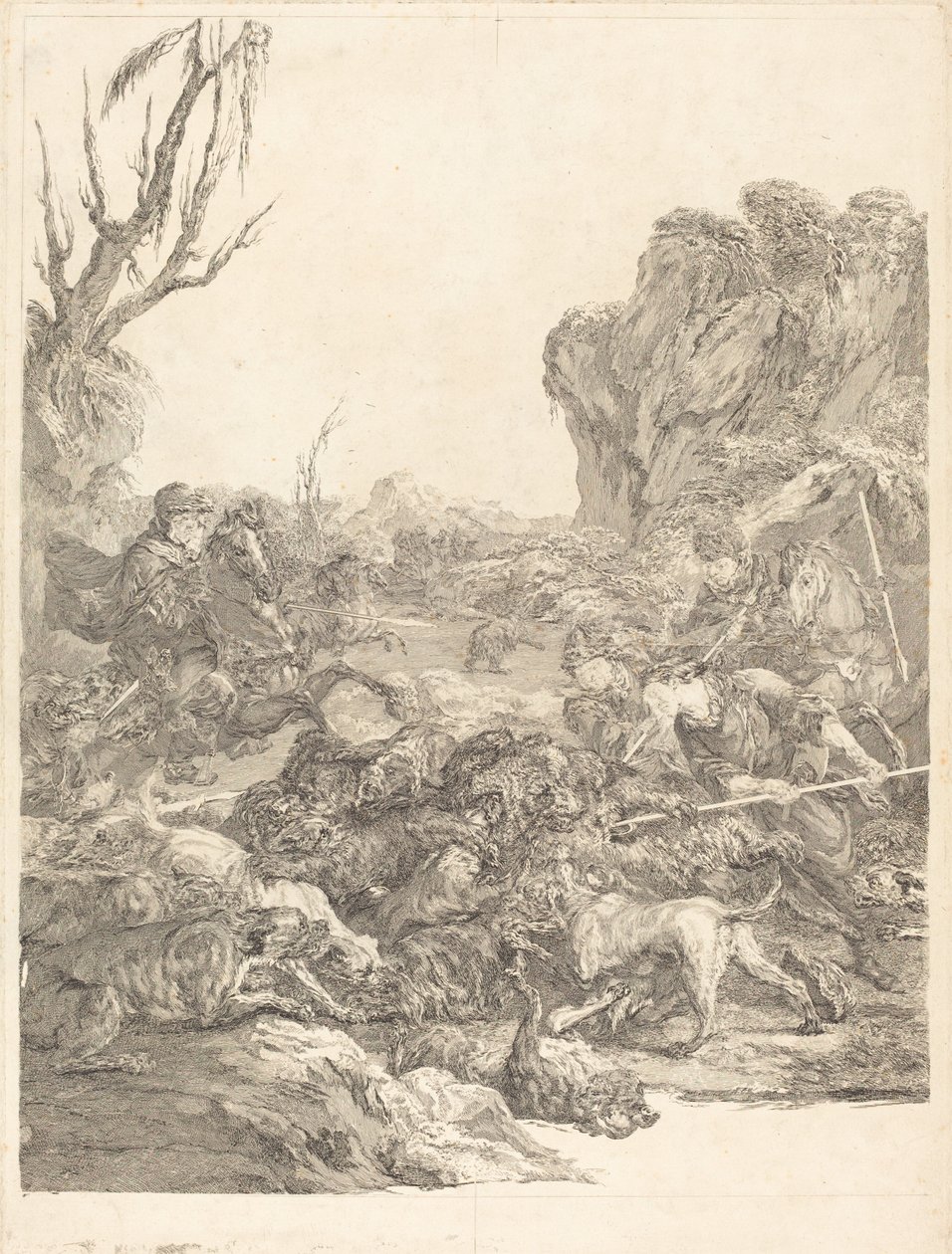 Ayı Avı by Jean Jacques Flipart after Carle Van Loo