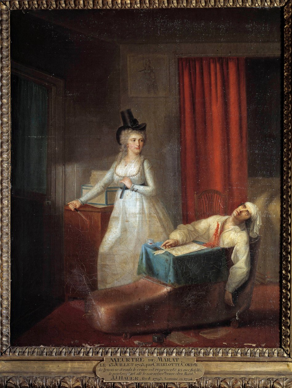 Charlotte Corday suikastı Jean Paul Marat (1743-1793) 13 Temmuz by Jean Jacques Hauer