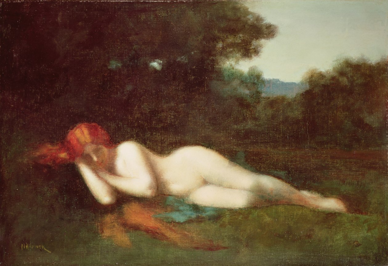 Çıplak uzanmış (tuval üzerine yağlı boya) by Jean Jacques Henner