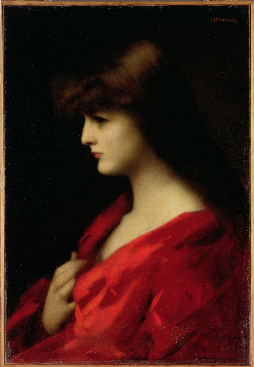 Kırmızılı Kadın Çalışması, 1890'ların başı by Jean Jacques Henner