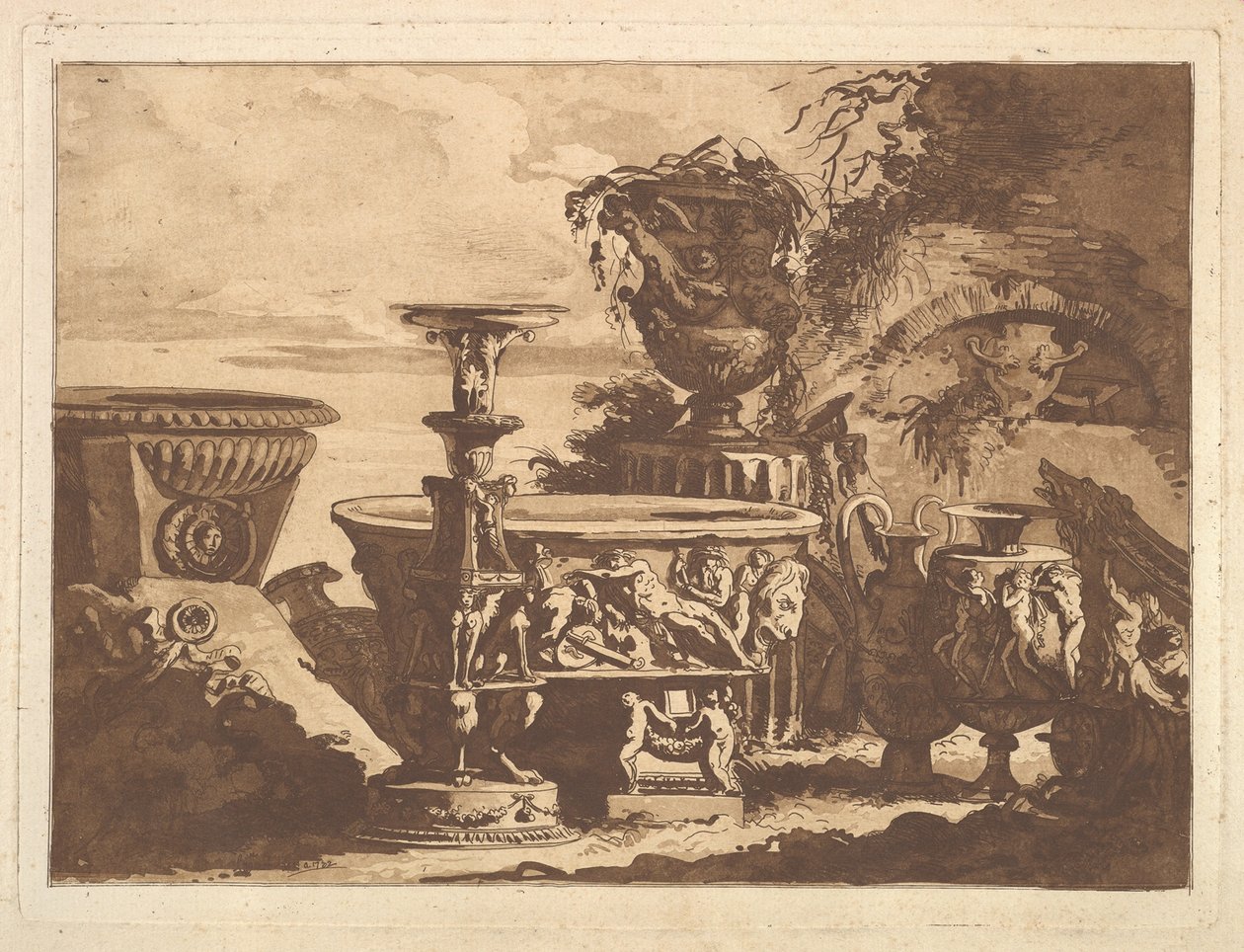 Medici Vazo ile Kompozisyon, Recueil de Compositions par Lagrenée Le Jeune Coll..., 1782
