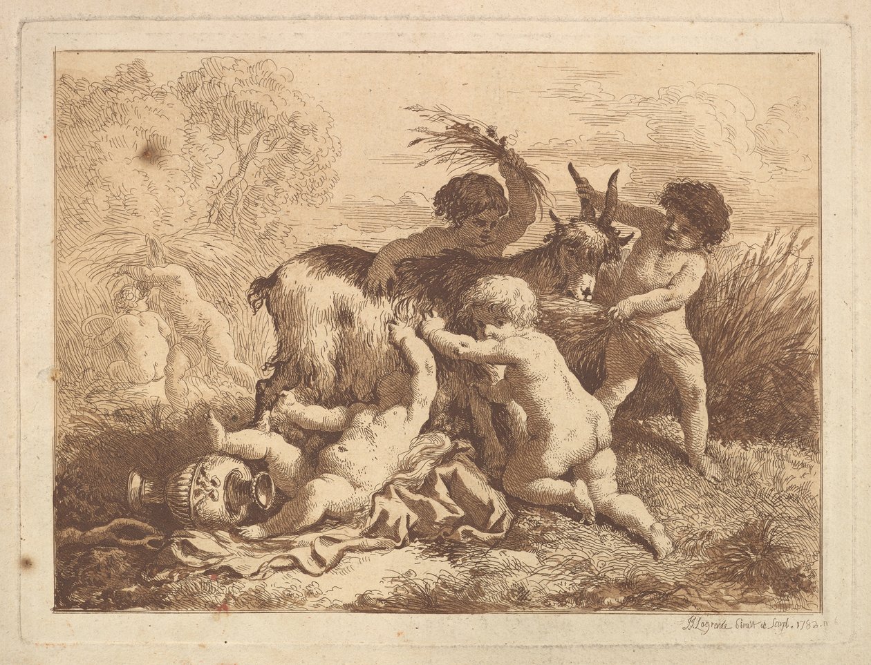 Genç Biçerdöverler ve Keçi, bir albümde devam..., 1782. by Jean Jacques Lagrenee