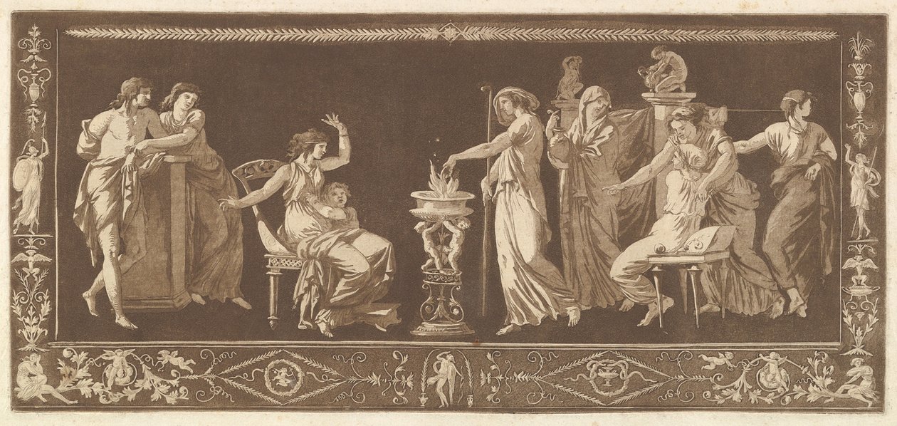 Farklı Kompozisyon Frizleri Koleksiyonundan Antik Kurban Sahnesi ve..., 1784. by Jean Jacques Lagrenee