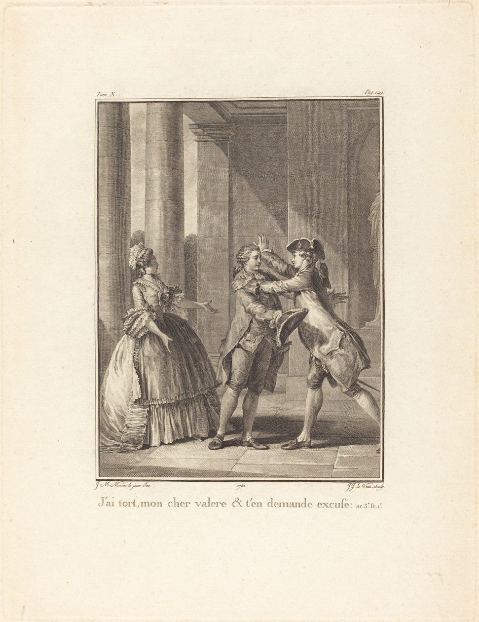 yanılıyorum, sevgili Valère, özür dilerim. by Jean Jacques Le Veau after Jean Michel Moreau
