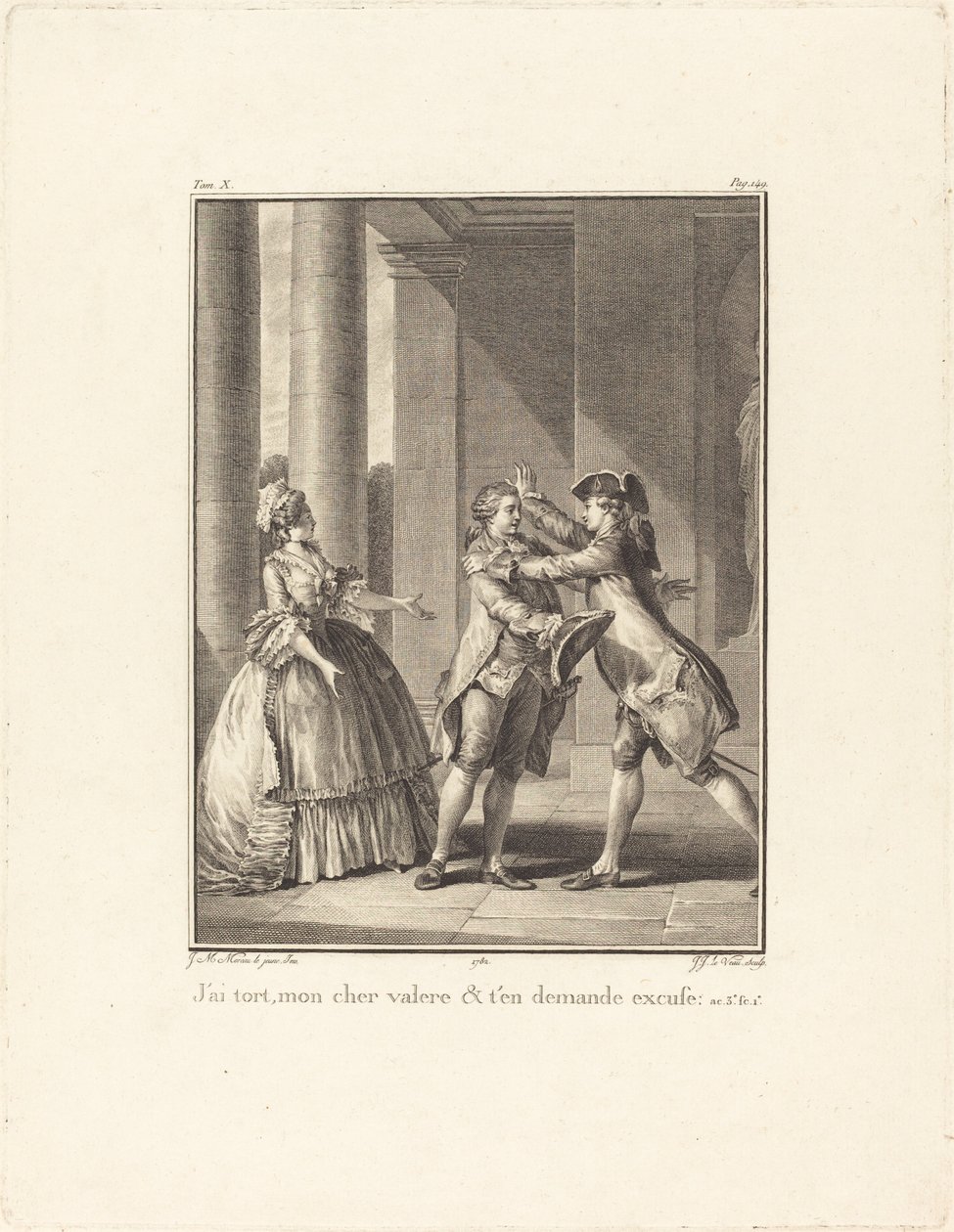 yanılıyorum, sevgili Valère, özür dilerim. by Jean Jacques Le Veau after Jean Michel Moreau