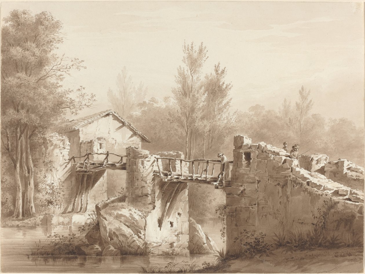 Eski Bir Köprüden Geçen Köy Yolu by Jean Jacques de Boissieu