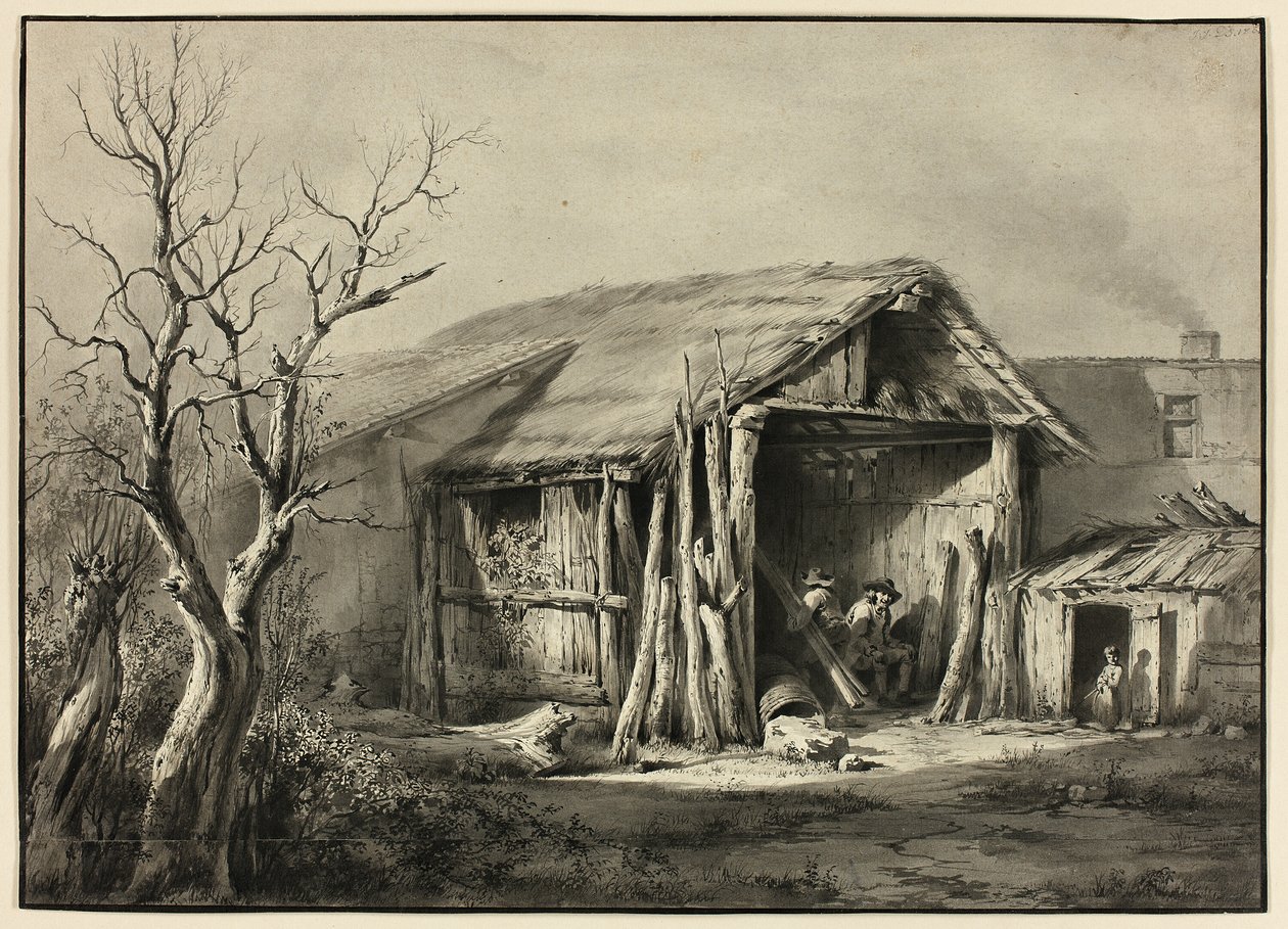 Ahırda Oturan Köylü by Jean Jacques de Boissieu