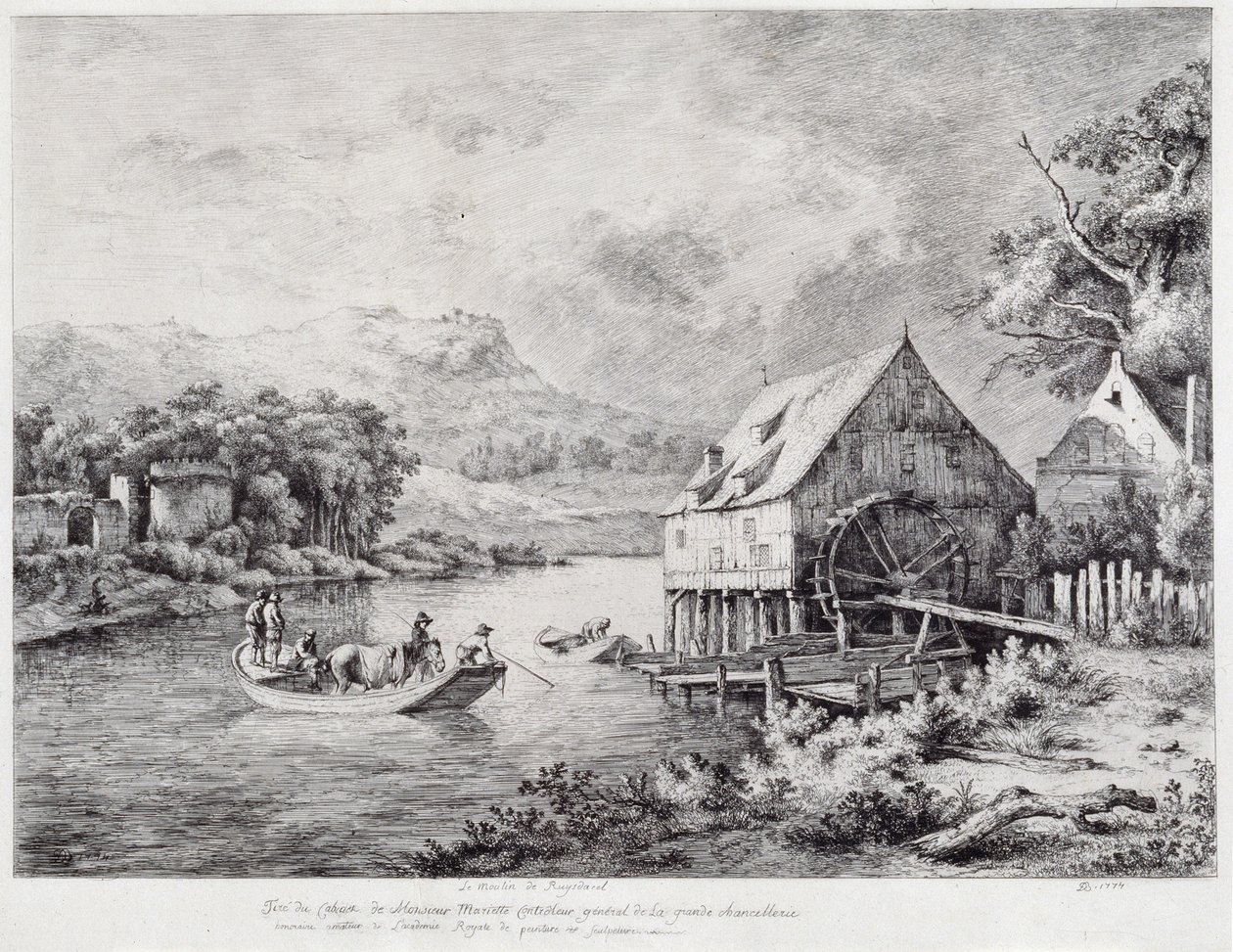 Nehir kıyısında bir değirmen, 1774 by Jean Jacques de Boissieu