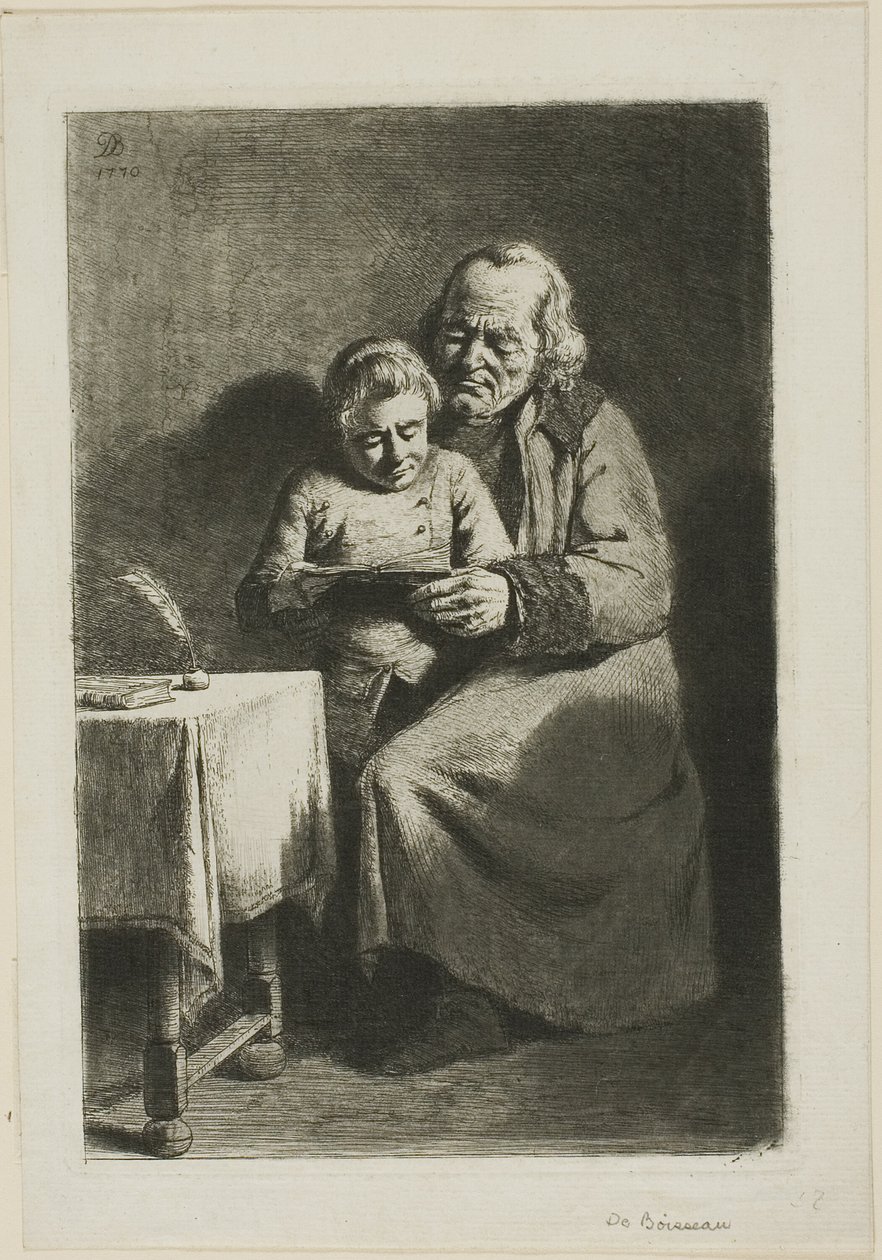 Bir çocuk okuma ile yaşlı adam by Jean Jacques de Boissieu