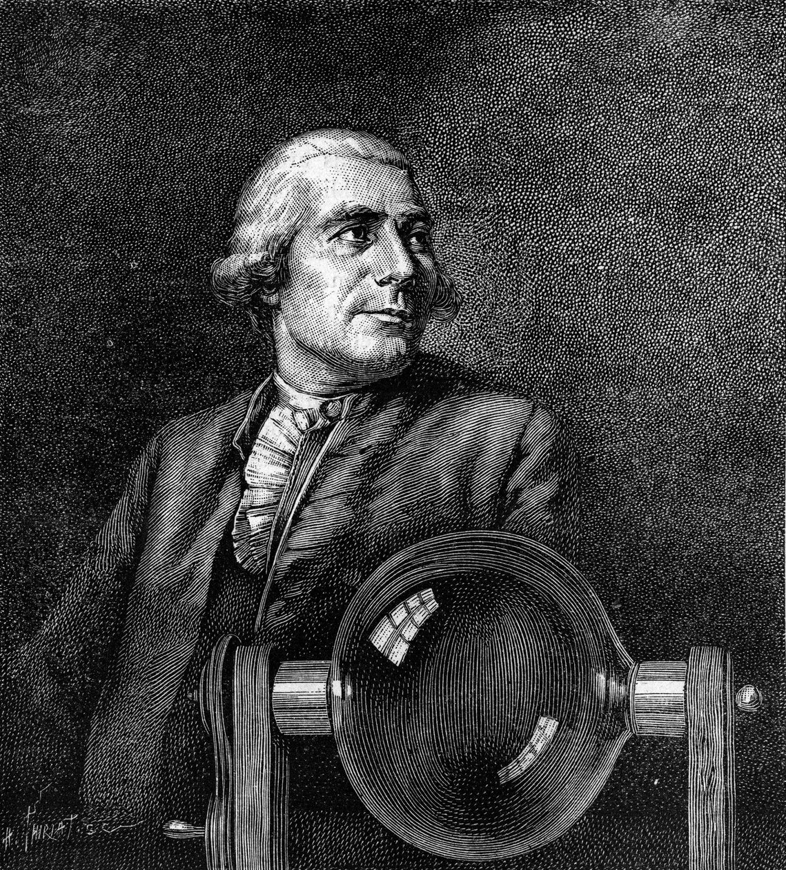 Joseph de Montgolfier (1740-1810), Fransız sanayici, sıcak hava balonunun mucidi portresi. (Musee de Lyon
