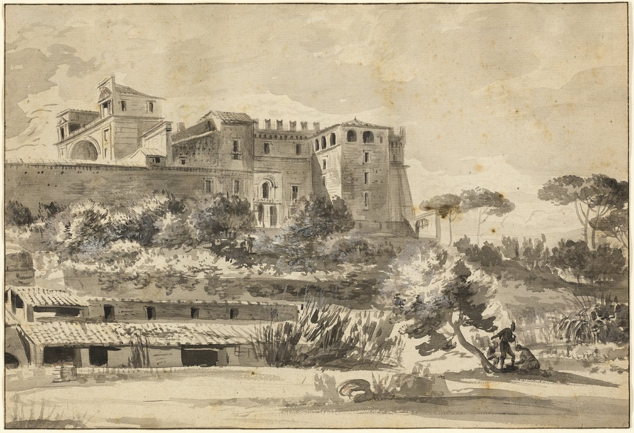 Bir İtalyan Villası ve Bahçelerinin Görünümü (Vatikan'ın Belvedere'si) by Jean Jacques de Boissieu