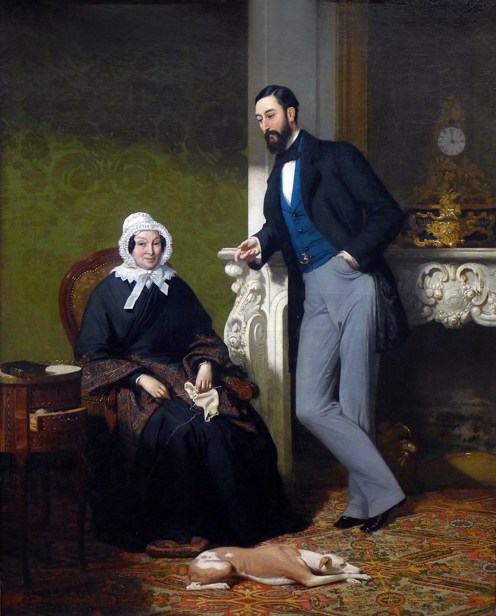 Madam Coste née Reboulh ve oğlu Alphonse Coste-Reboulh'un portresi by Jean Jalabert