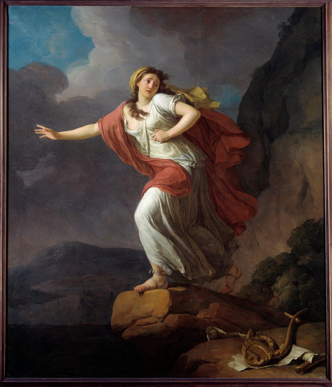 Joseph Taillasson (1745-1809) tarafından deniz resminde yer alan Yunan şair Sapho (Sappho) 18. yüzyıl Güneşi. 2,25x1,9 m Brest, Güzel Sanatlar Müzesi by Jean Joseph Taillasson