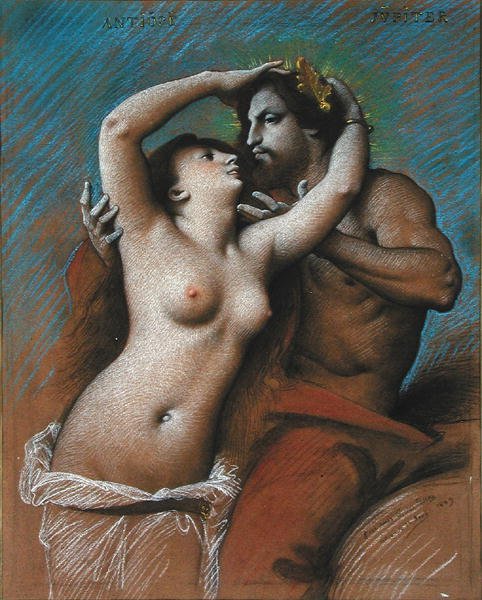 Antipe ve Jüpiter (kağıt üzerinde kömür ve pastel boya) by Jean Jules Antoine Lecomte du Nouy