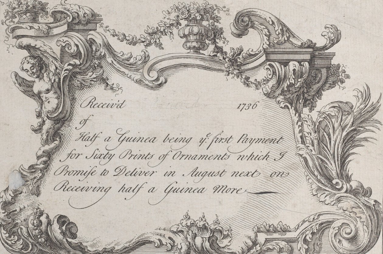 Frazer, Army Printer, Stationer ve Bookbinder, 1736 için ticaret kartı. by Jean La Rocque